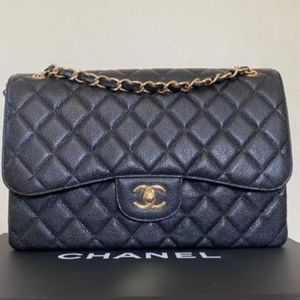 Chanel classic black caviar GHW flap bag